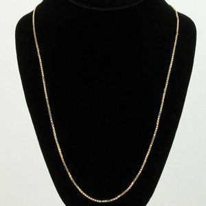 Vintage 18k Yellow Gold 24" Box Chain Necklace 24 Inch